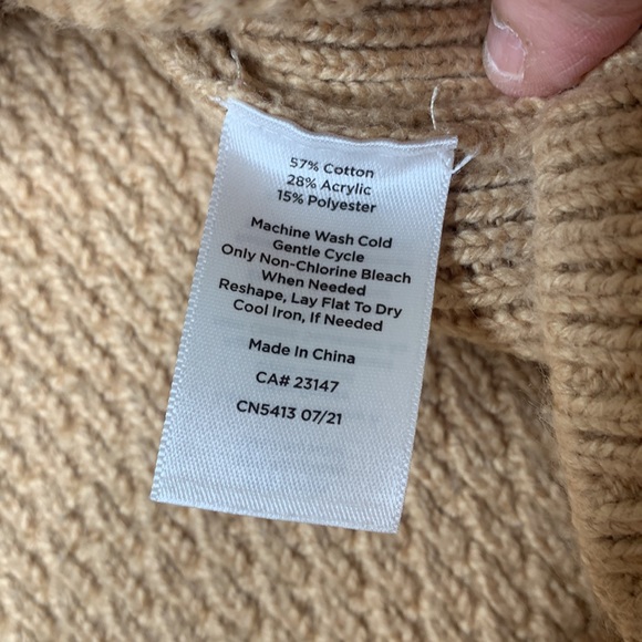 Talbots Women's Color Block Turtleneck Sweater - White, Beige, Tan - Picture 4 of 5